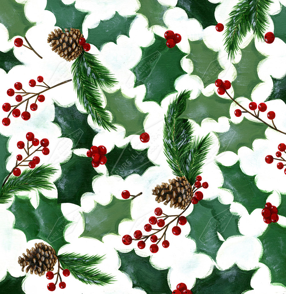 Christmas Holly Surface Pattern by Anna Aitken Pure Art Licensing Agency