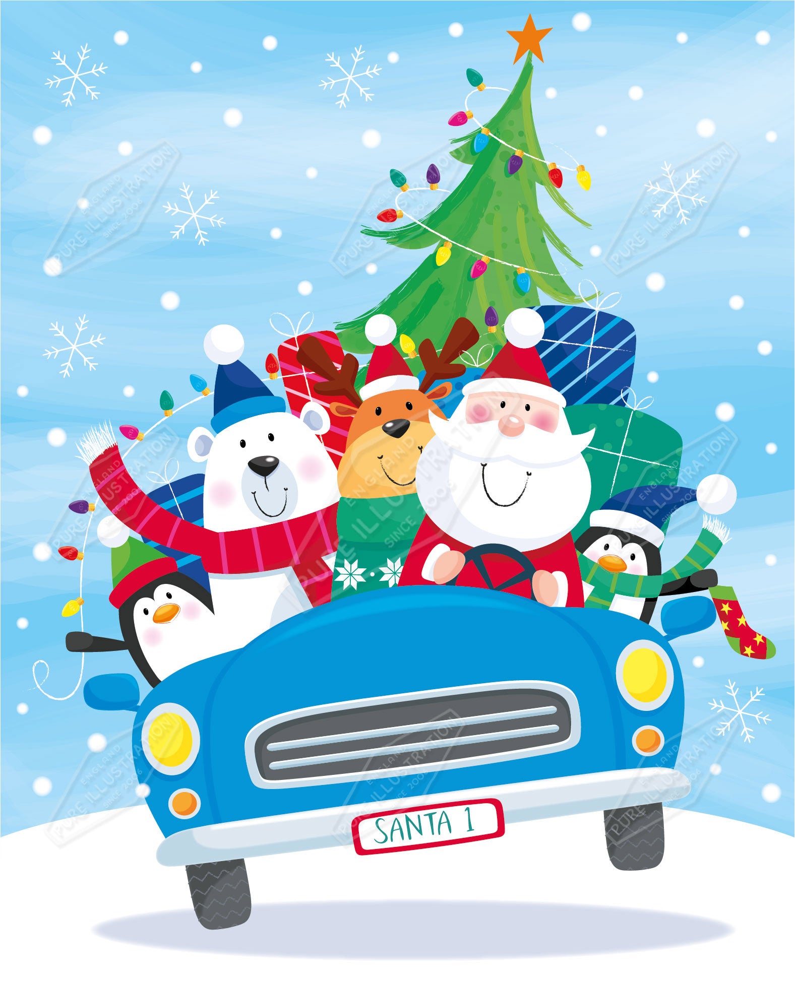 00035579SPI- Sarah Pitt is represented by Pure Art Licensing Agency - Christmas Greeting Card Design