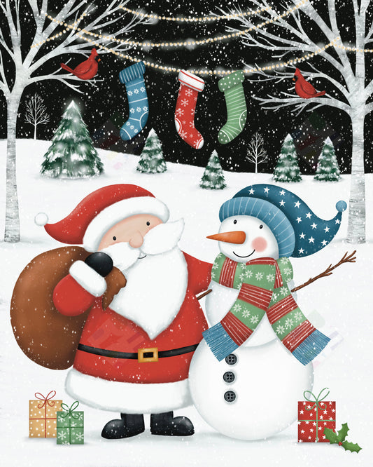 Cute Father Christmas and Snowman design by Anna Aitken for Pure Art Licensing Agency