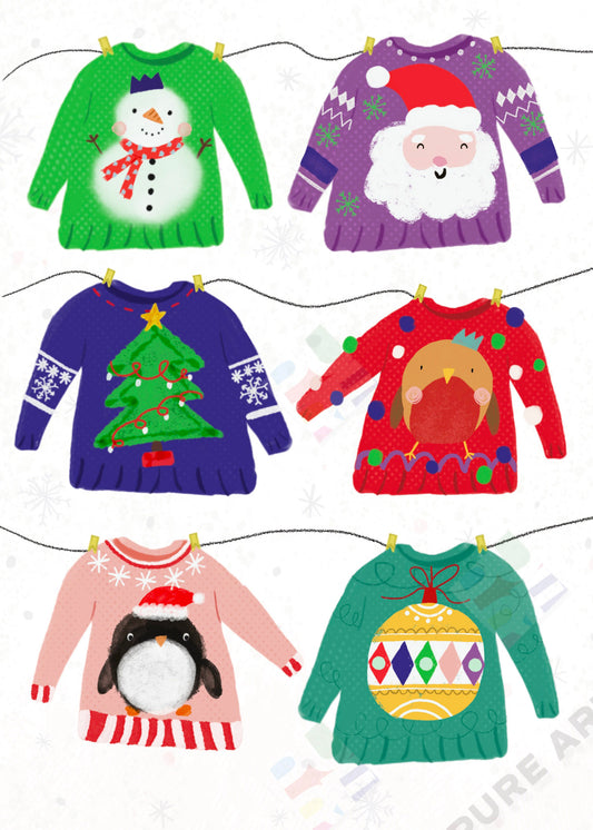 00036109JSM - Cozy Christmas Jumpers Design for Greeting Cards by Jodie Smith for Pure Art Licensing Agency
