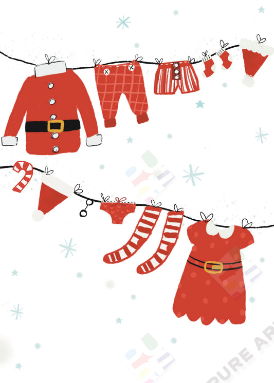 00036110JSM - Santa's Washing Line Design for Greeting Cards by Jodie Smith for Pure Art Licensing Studio