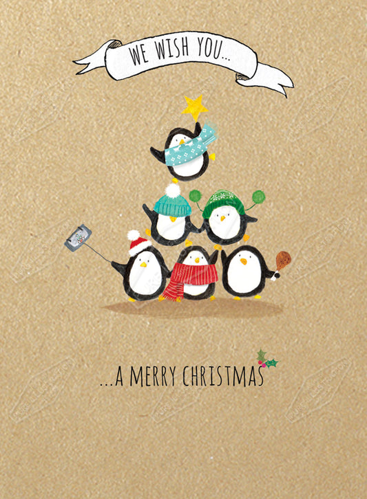 00029587CRE - Penguin Christmas Greeting Card Design by Cory Reid for Pure Art Licensing Agency
