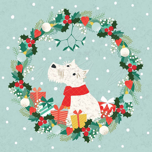 Christmas Dog & Wreath Design by Gill Eggleston for Pure Art Licensing Agency & Surface Design Studio