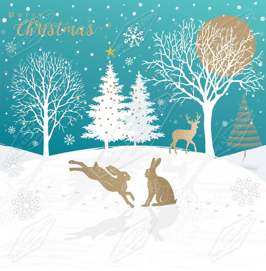 00033628AMC - Hare & Countryside Christmas Card Design by Amanda McDonough - represented by Pure Art Licensing Agency - Christmas Greeting Card Design