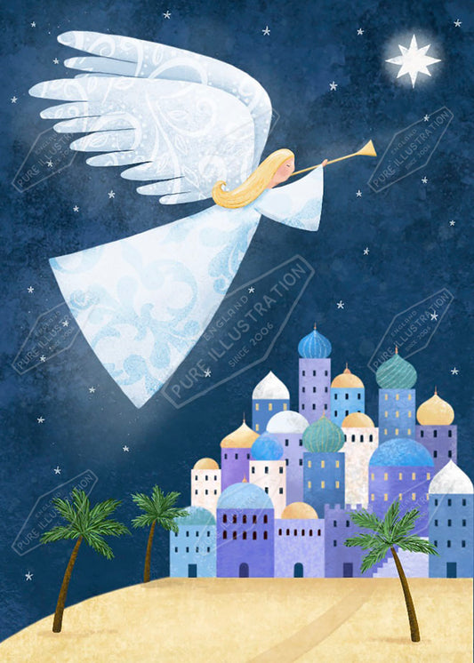 00034555AAI - Angel over Bethlehem Design - Pure Art Licensing Agency - by Anna Aitken