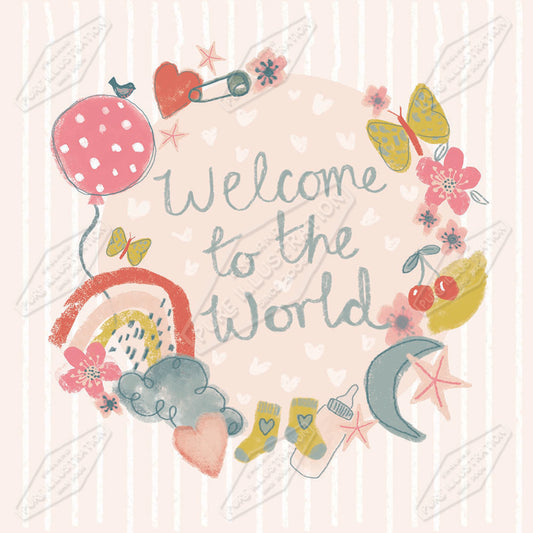 00034572SLA- Sarah Lake is represented by Pure Art Licensing Agency - New Baby Greeting Card Design