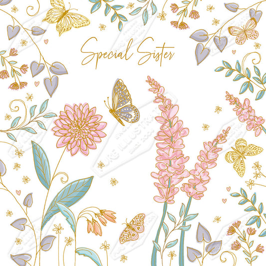 00034876CMI - to a Special Sister Birthday Greeting Card Design by Cailtin Miller - Pure Art Licensing Agency