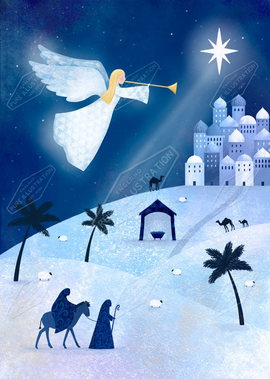 00034894AAI - Bethlehem Angel Illustration for Greeting cards by anna aitken for Pure Art Licensing Agency
