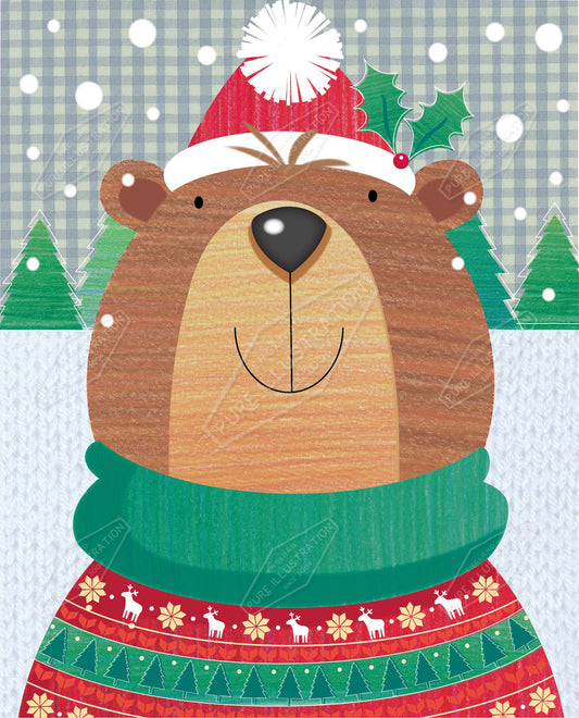 00035242SPI- Sarah Pitt is represented by Pure Art Licensing Agency - Christmas Greeting Card Design