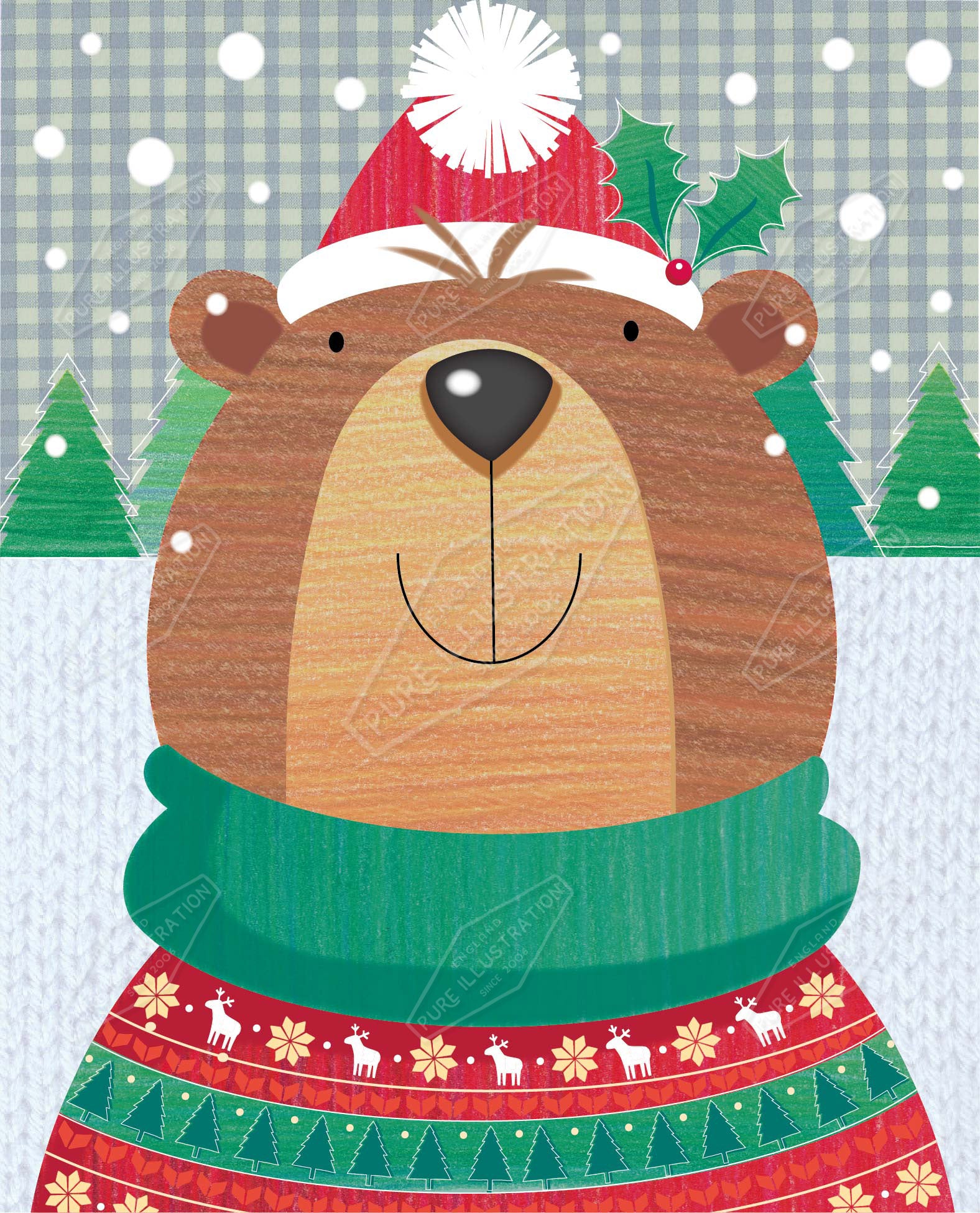 00035242SPI- Sarah Pitt is represented by Pure Art Licensing Agency - Christmas Greeting Card Design