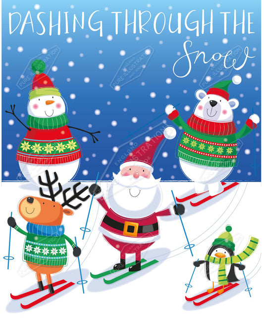 00035250SPI- Sarah Pitt is represented by Pure Art Licensing Agency - Christmas Greeting Card Design