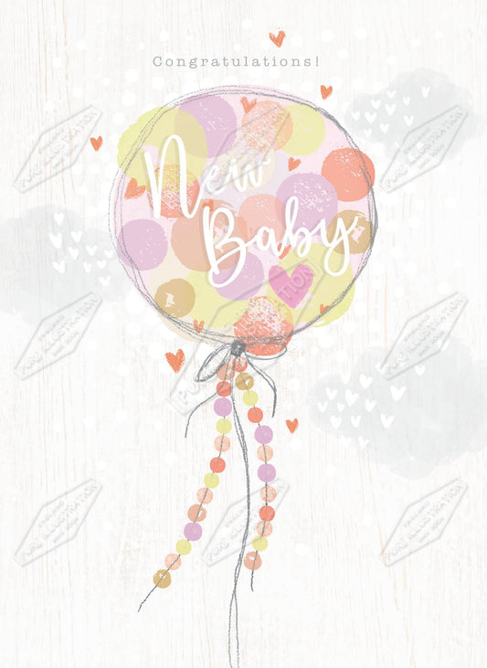 00035529SLA- Sarah Lake is represented by Pure Art Licensing Agency - New Baby Greeting Card Design