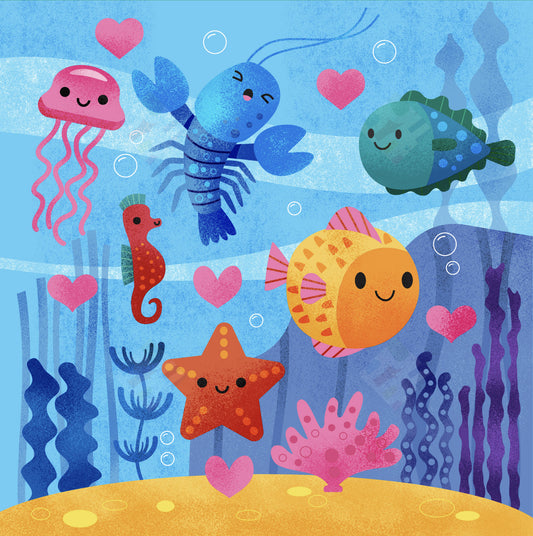 Ocean Characters design by Fhiona Galloway for Pure Art Licensing and Illustration Agency