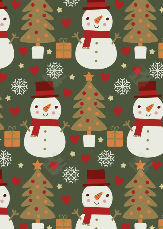 Snowman and Christmas Tree pattern by Fhiona Galloway for Pure Art Licensing Agency - artwork and designs for products and packaging