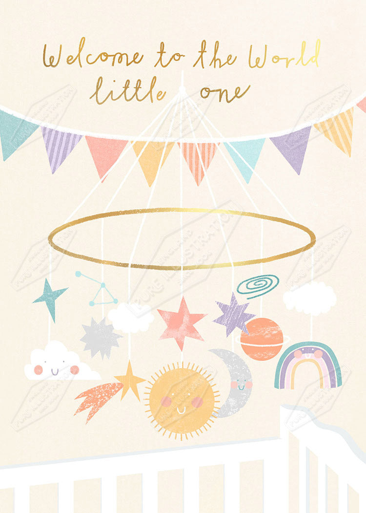 00035649LBR- Leah Brideaux is represented by Pure Art Licensing Agency - New Baby Greeting Card Design