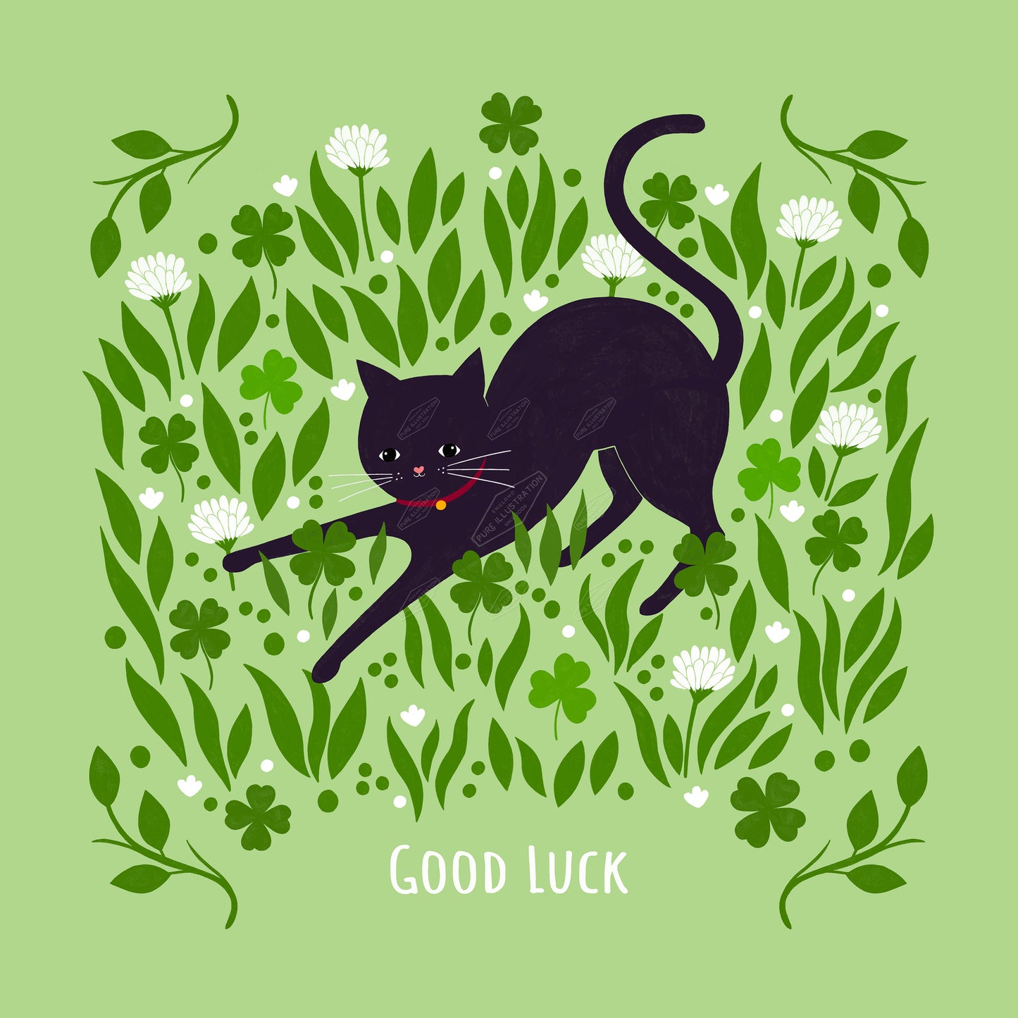 00035656SSN- Sian Summerhayes is represented by Pure Art Licensing Agency - Good Luck Greeting Card Design