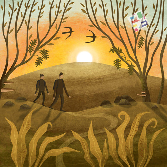 Romatic Couples Hiking Illustration by Holly Astle for Pure Art Licensing & Illustration Agency International