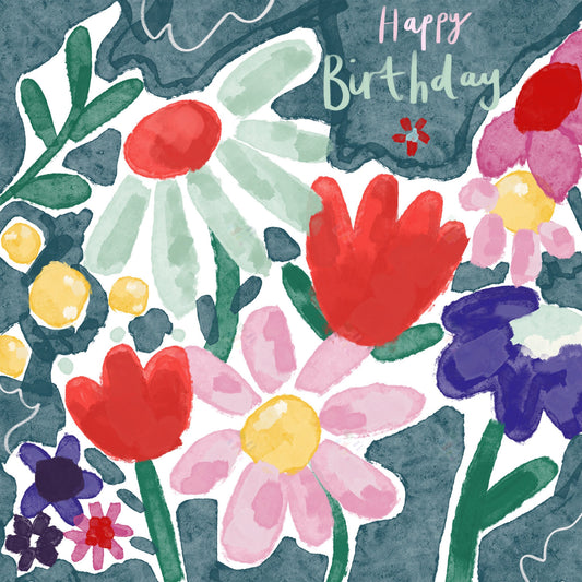 Floral Birthday Greeting Card Design by Jodie Smith for Pure Art Licensing Agency & Surface Design Studio