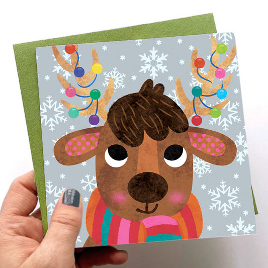 Christmas Reindeer design for Greeting Card, Gift Bags or Tabletop by Fhiona Galloway for Pure Art Licensing agency