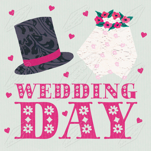 00016028SSNa- Sian Summerhayes is represented by Pure Art Licensing Agency - Wedding Greeting Card Design
