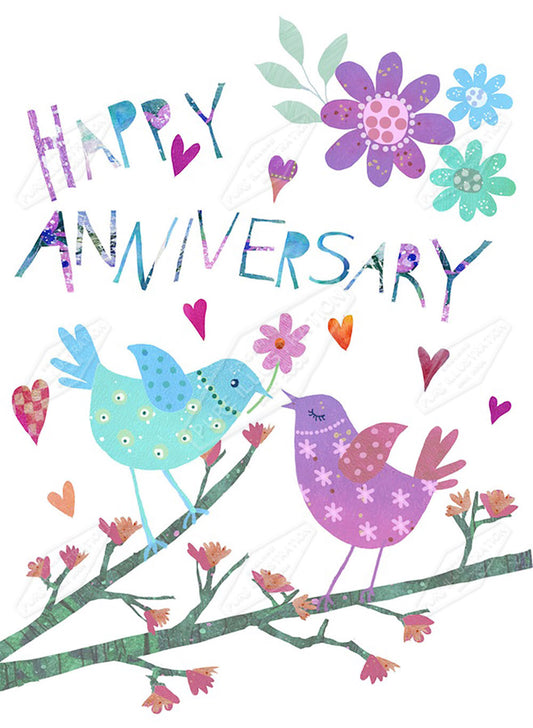 00024029JPA- Jan Pashley is represented by Pure Art Licensing Agency - Anniversary Greeting Card Design
