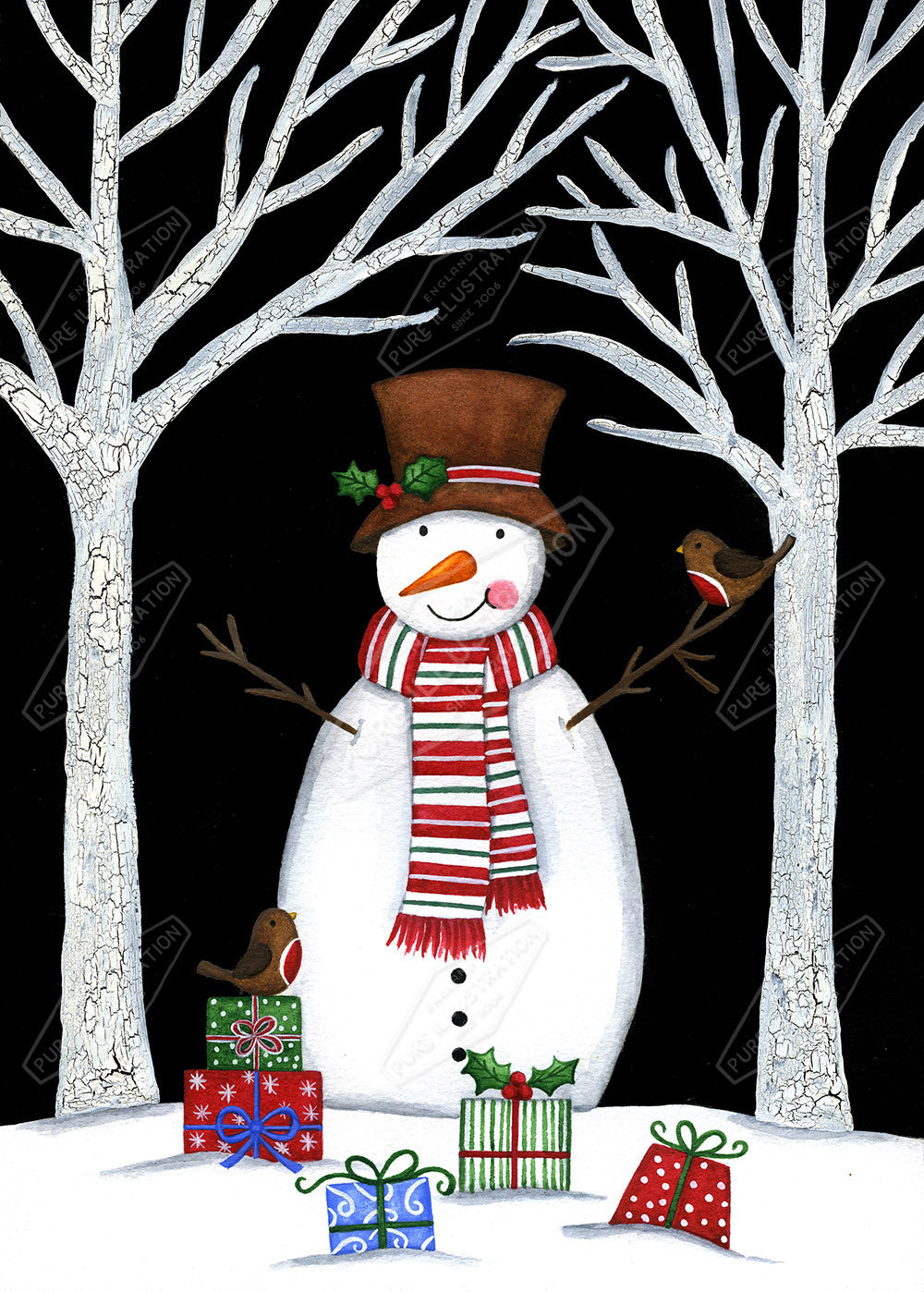 00025222AAI Folk Snowman by Anna Aitken - Pure Art Licensing Agency