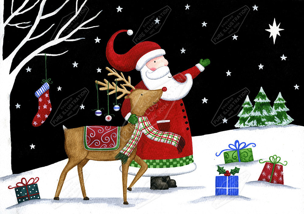 00025223AAI - Folk Santa - Greeting Card Design by Anna Aitken - Pure art Licensing