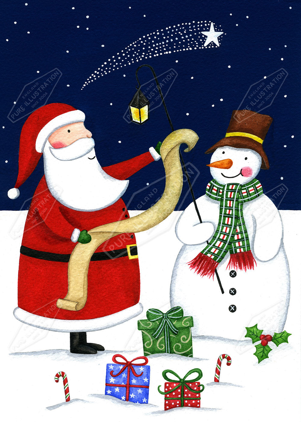 00025234AAI - Santa & Snowman by Anna Aitken - Pure art Licensing Agency