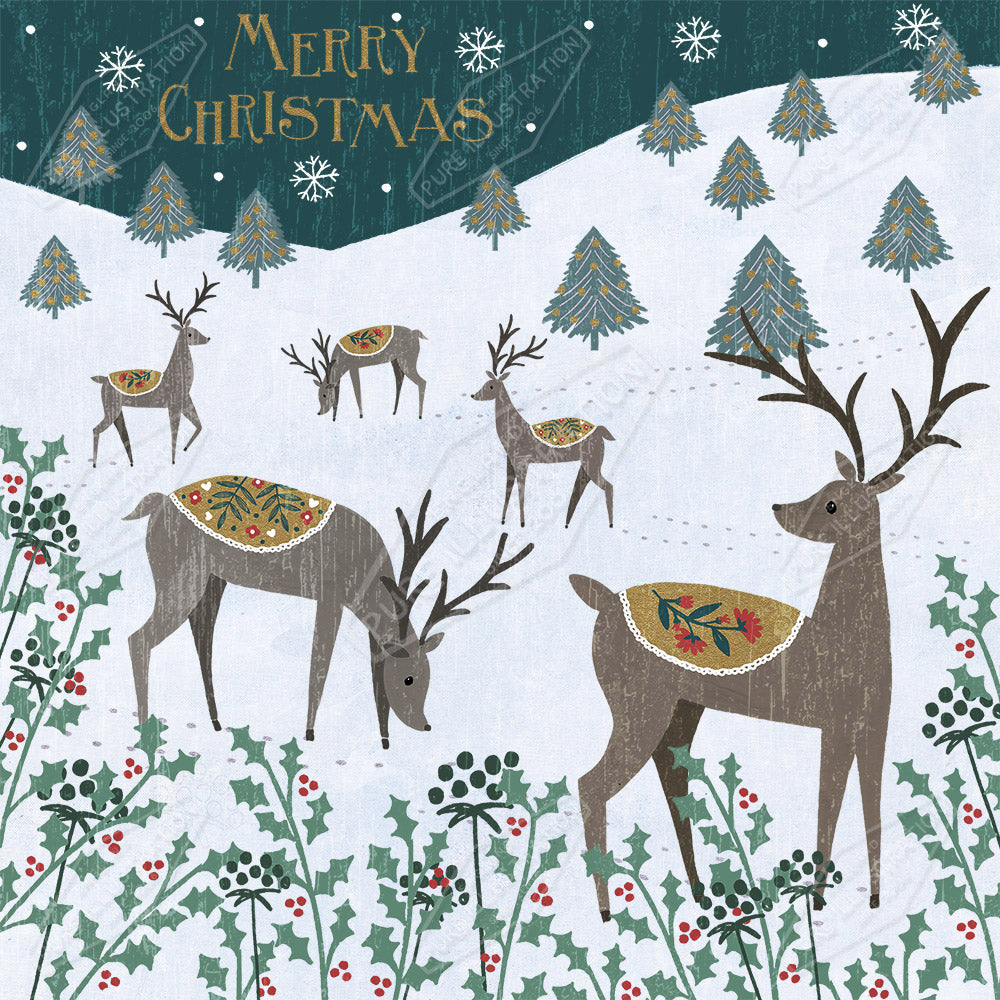 00025555SSNa- Sian Summerhayes is represented by Pure Art Licensing Agency - Christmas Greeting Card Design