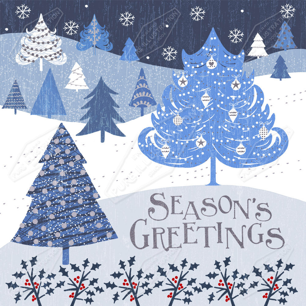 00025556SSNa- Sian Summerhayes is represented by Pure Art Licensing Agency - Christmas Greeting Card Design
