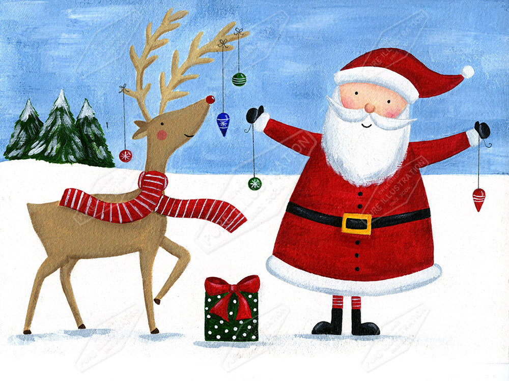 00025801AAI - Folk Santa & Reindeer design by Anna Aitken - Pure Art Licensing & Surface Design Agency