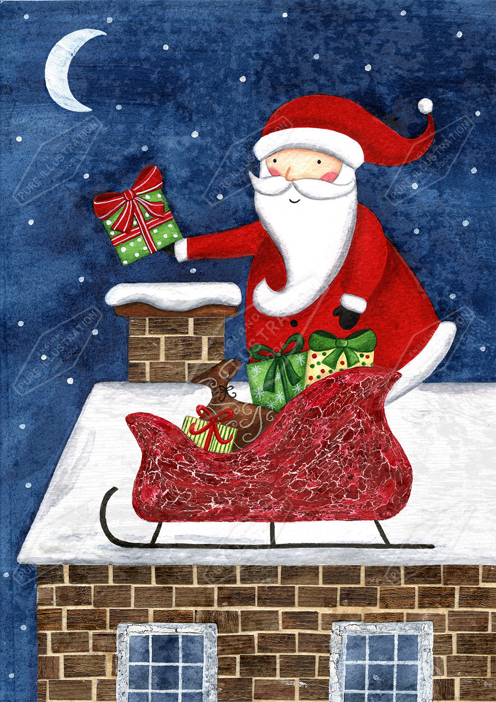 00025802AAI - Santa delivering Gifts by Anna Aitken - Pure Art Licensing & Surface Design Agency
