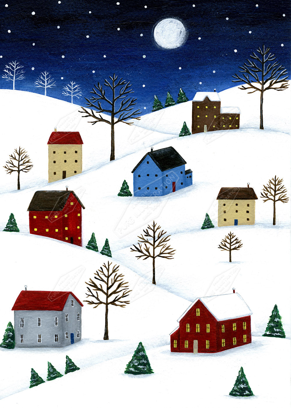 00026380AAI Winter Village Scene by Anna Aitken - Pure Art Licensing & Surface Pattern Agency
