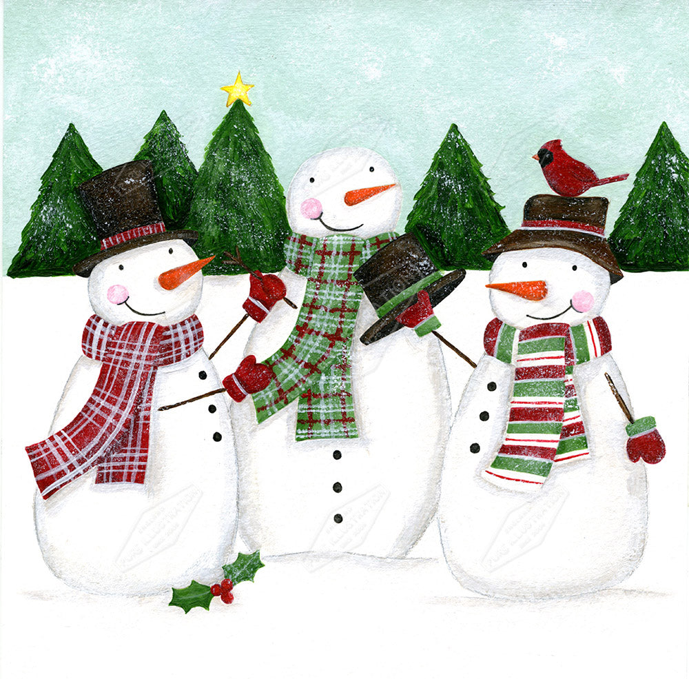 00026385AAI - New England Folk Snowmen Trio by Anna Aitken - Pure Surface Design & Art Licensing Agency
