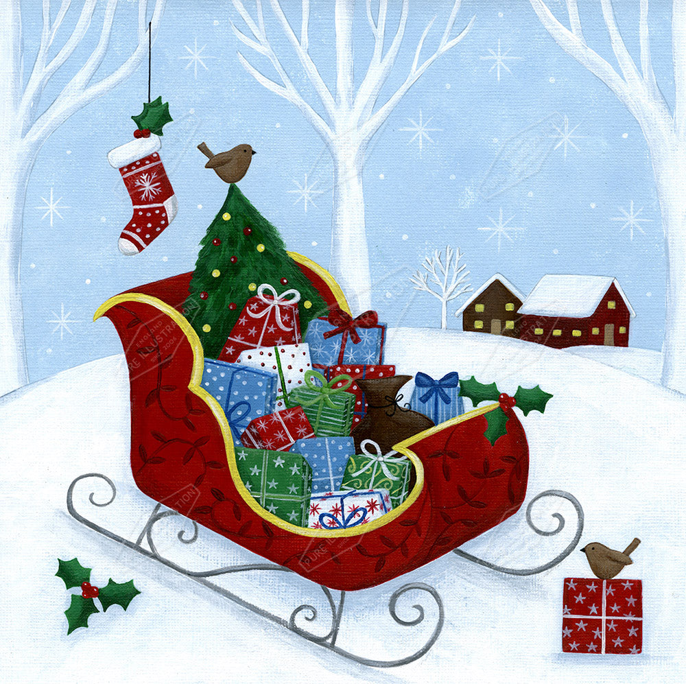 00027364AAI - Folk Christmas Sleigh by Anna Aitken - Pure Art Licensing Agency