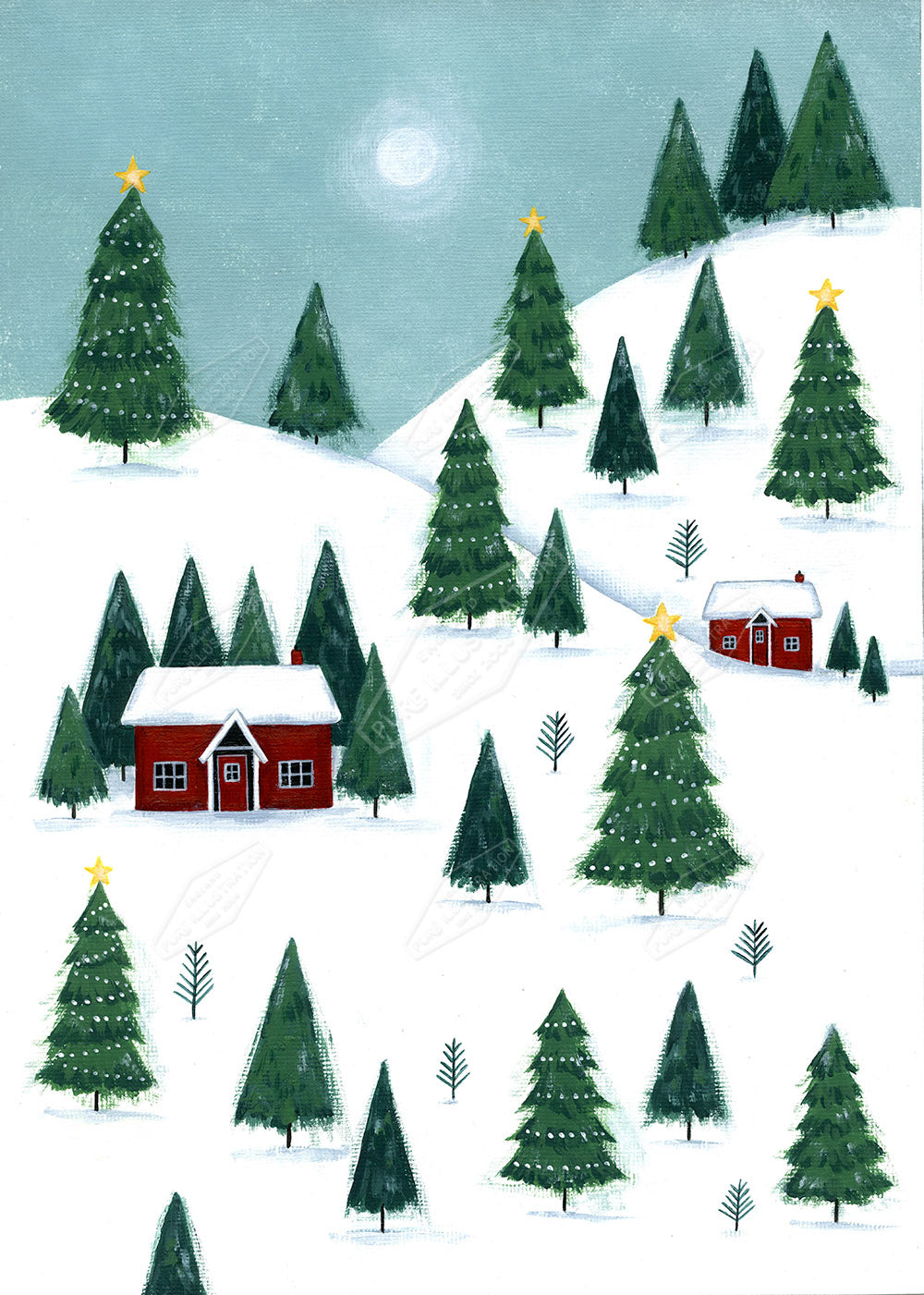 00028473AAI - Christmas Winter Scene New England by Anna Aitken - Pure Art Licensing