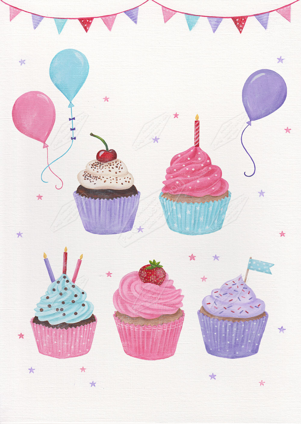 00028773AAI - Birthday Cupcakes Illustration by Anna Aitken - Pure Art Licensing Agency & Surface Design Studio