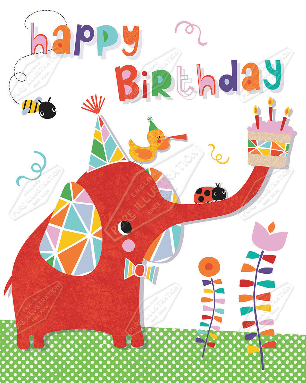 Children's Birthday Elephant Design by Gill Eggleston for Pure Art Licensing Agency & Surface Design Studio