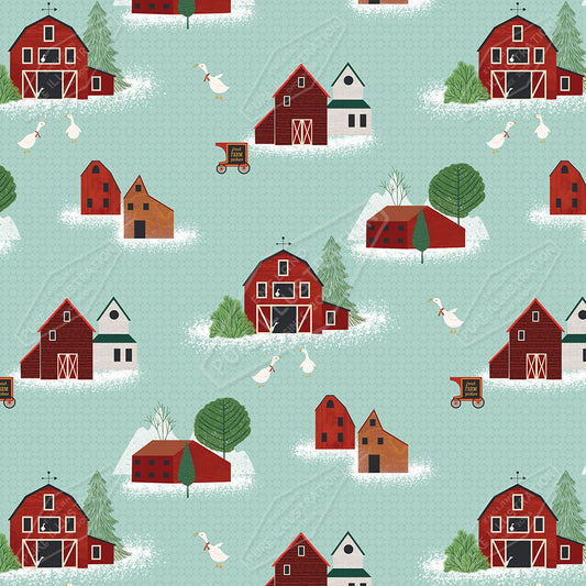 Folk Barn Christmas Pattern by Gill Eggleston for Pure Art Licensing Agency & Surface Design Studio