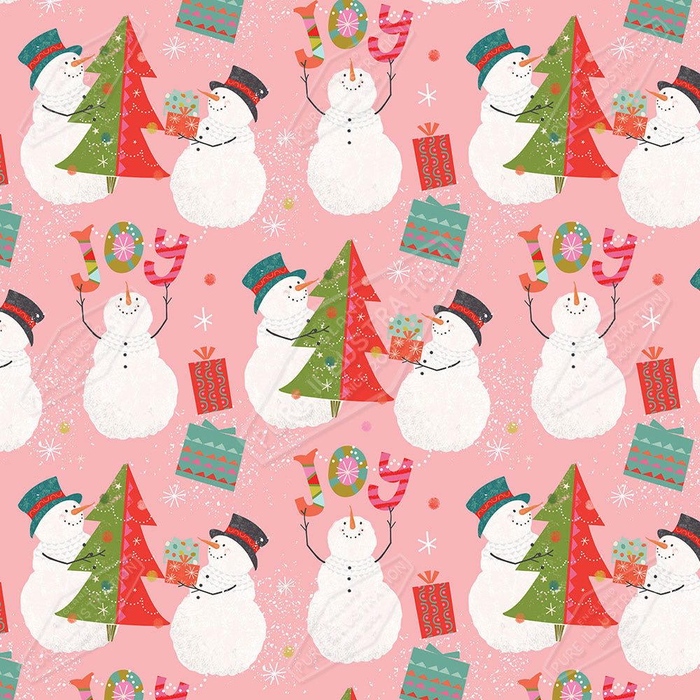 Snowman & Christmas Tree by Gill Eggleston for Pure Art Licensing Agency & Surface Design Studio