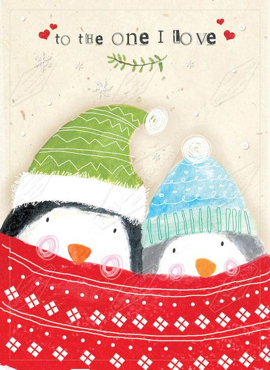 00029579CRE - Penguin Romantic Christmas Card Design by Cory Reid for Pure Art Licensing and Surface Design Agency