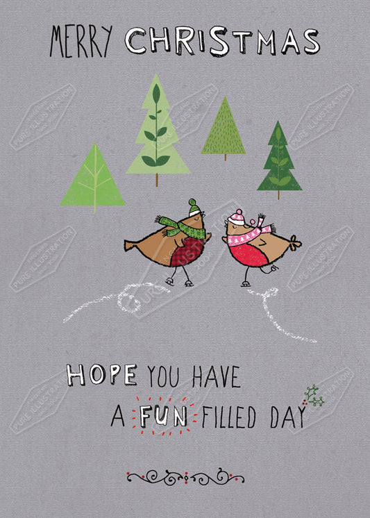 00029582PJO - Skating Robins Greeting Card Design by Cory Reid for Pure Art Licensing & Surface Design Agency International