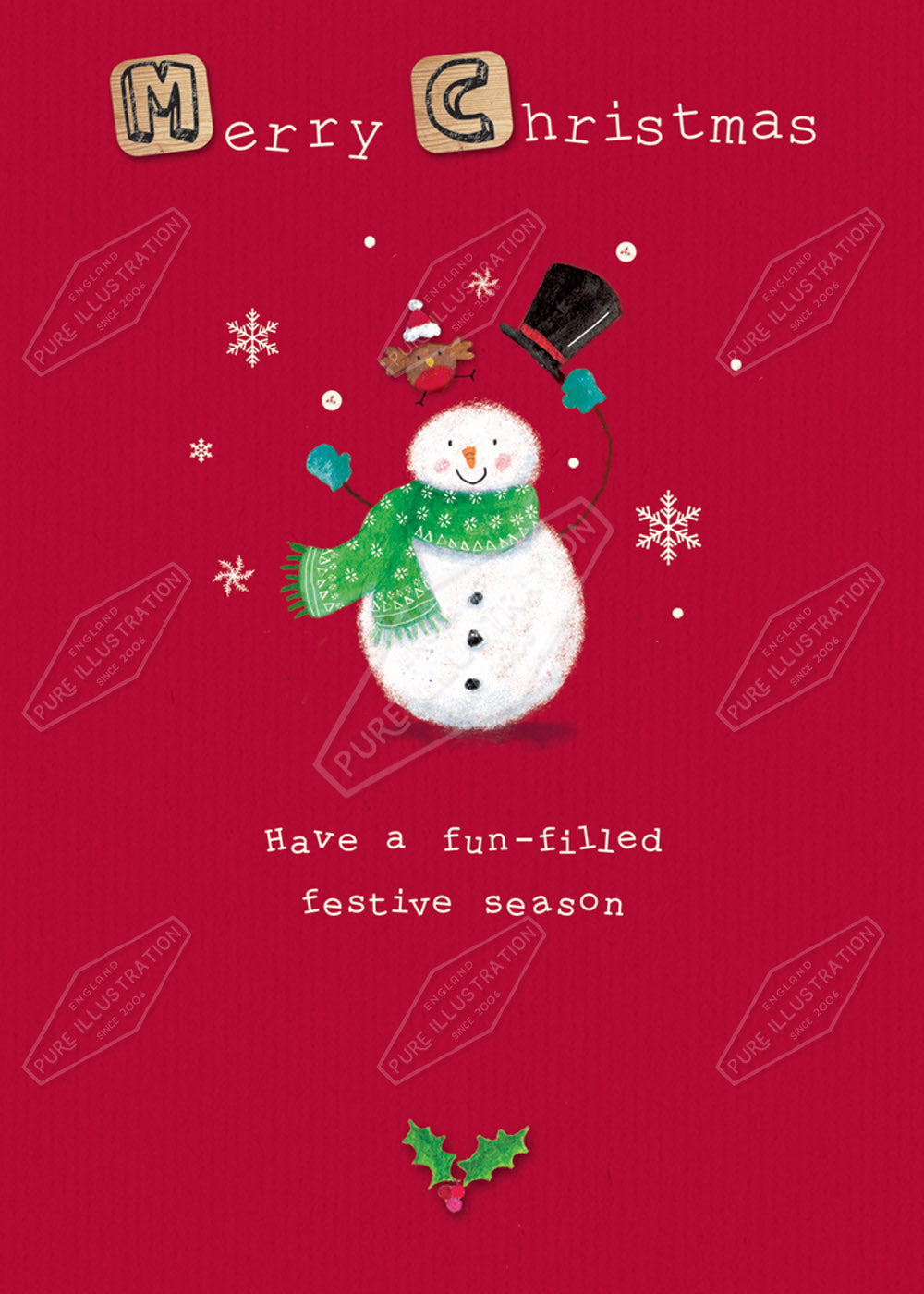 00029606CRE - Christmas Snowman illustration by Cory Reid for Pure Art Licensing Agency