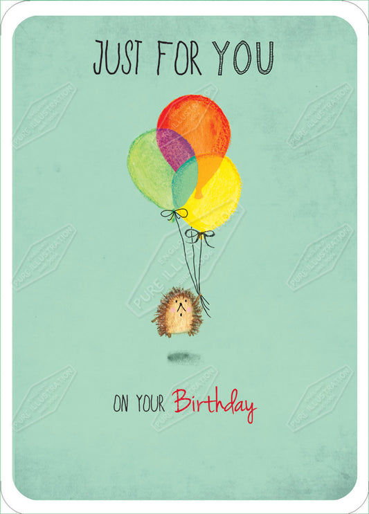 Childrens Birthday Greeting Card Design with Hedgehog by Cory Reid for Pure Art Licensing Agency