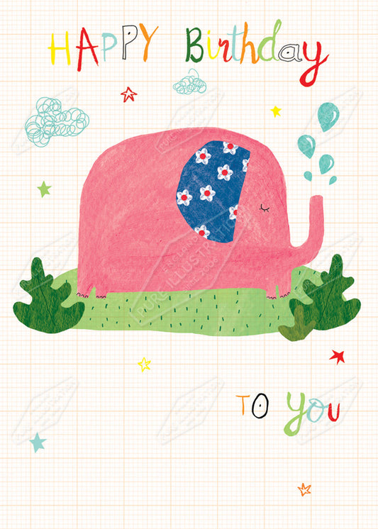Birthday Elephant Greeting Card Design by Cory Reid for Pure Art Licensing Agency & Surface Design Studio