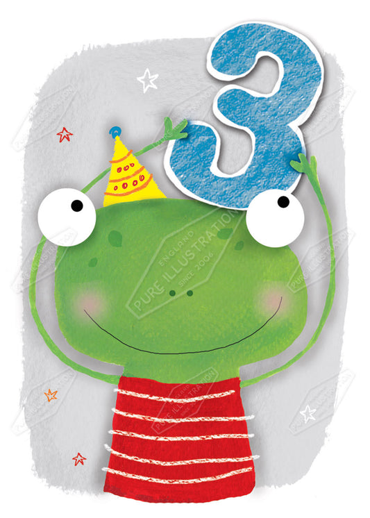 Birthday Frog Age Card Greeting Card Design by Cory Reid for Pure Art Licensing Agency & Surface Design Studio