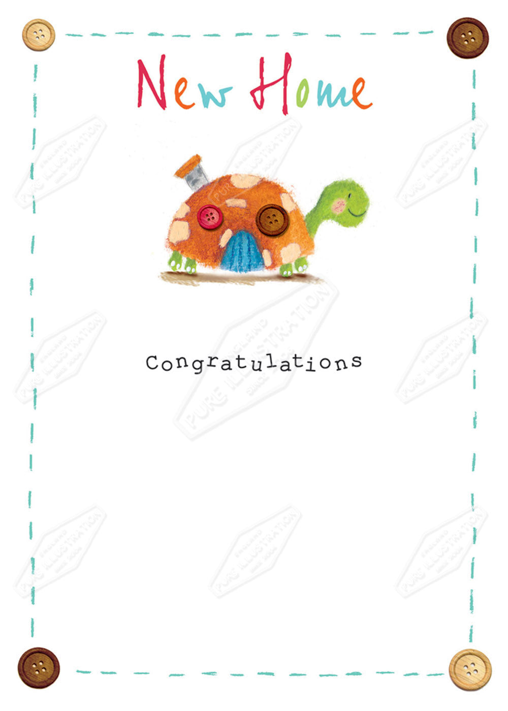 New Home Tortoise Greeting Card Design by Cory Reid for Pure Art Licensing Agency & Surface Design Studio