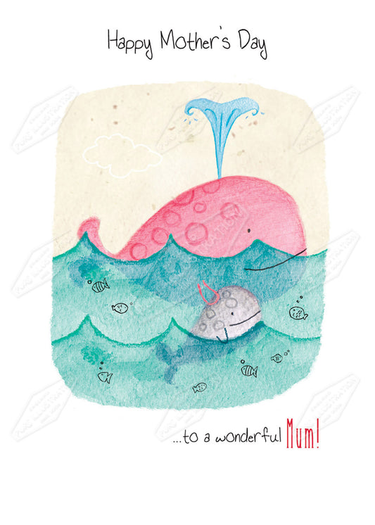 Mother's Day Whales Greeting Card Design by Cory Reid for Pure Art Licensing Agency & Surface Design Studio
