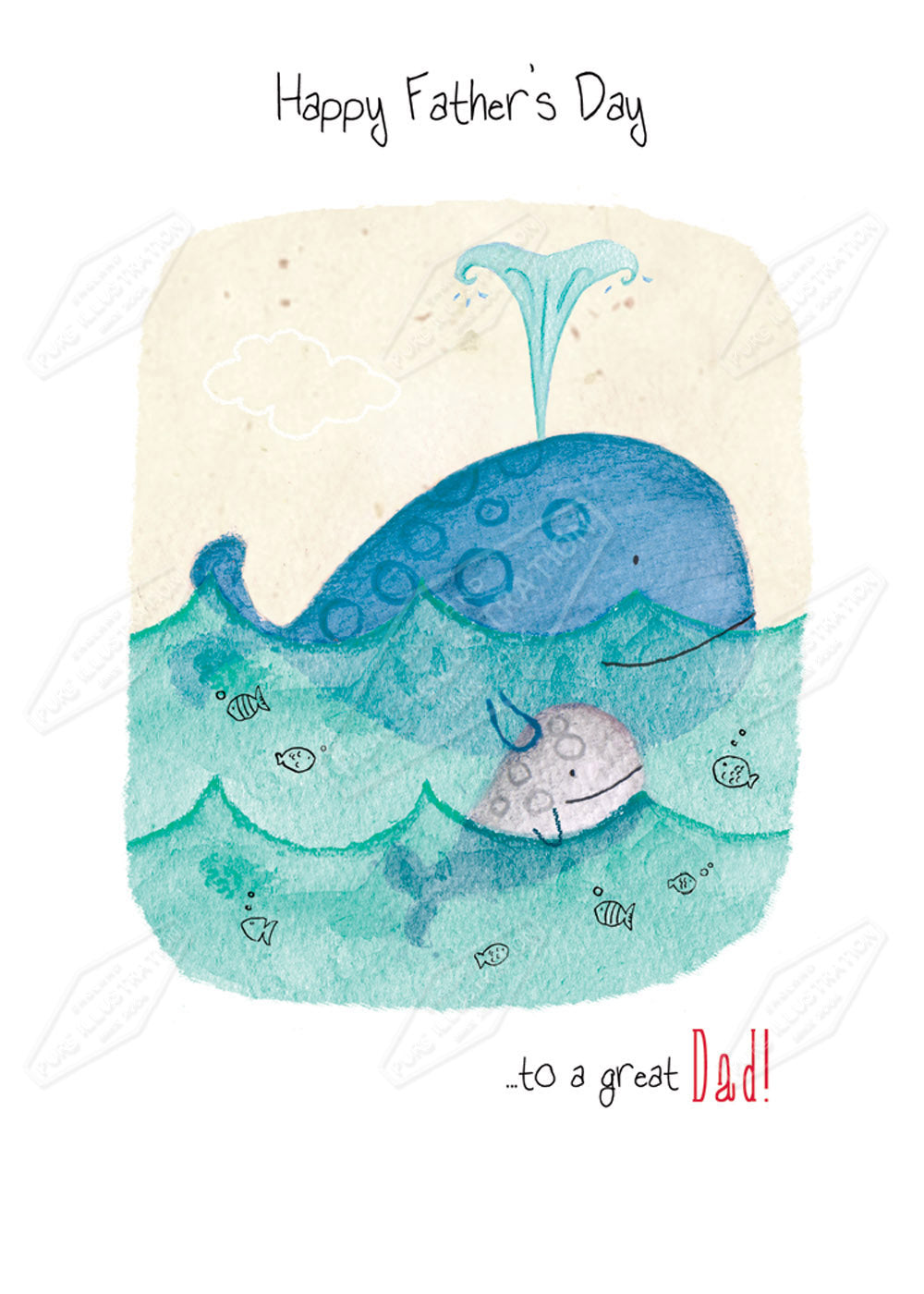 Father's Day Whales Greeting Card Design by Cory Reid for Pure Art Licensing Agency & Surface Design Studio