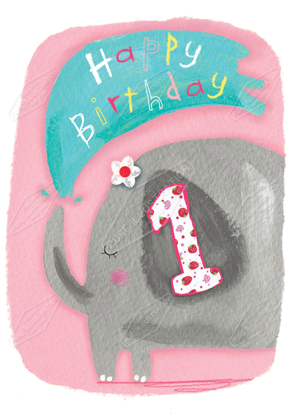 Birthday Elephant Age Card Greeting Card Design by Cory Reid for Pure art Licensing Agency & Surface Design Studio
